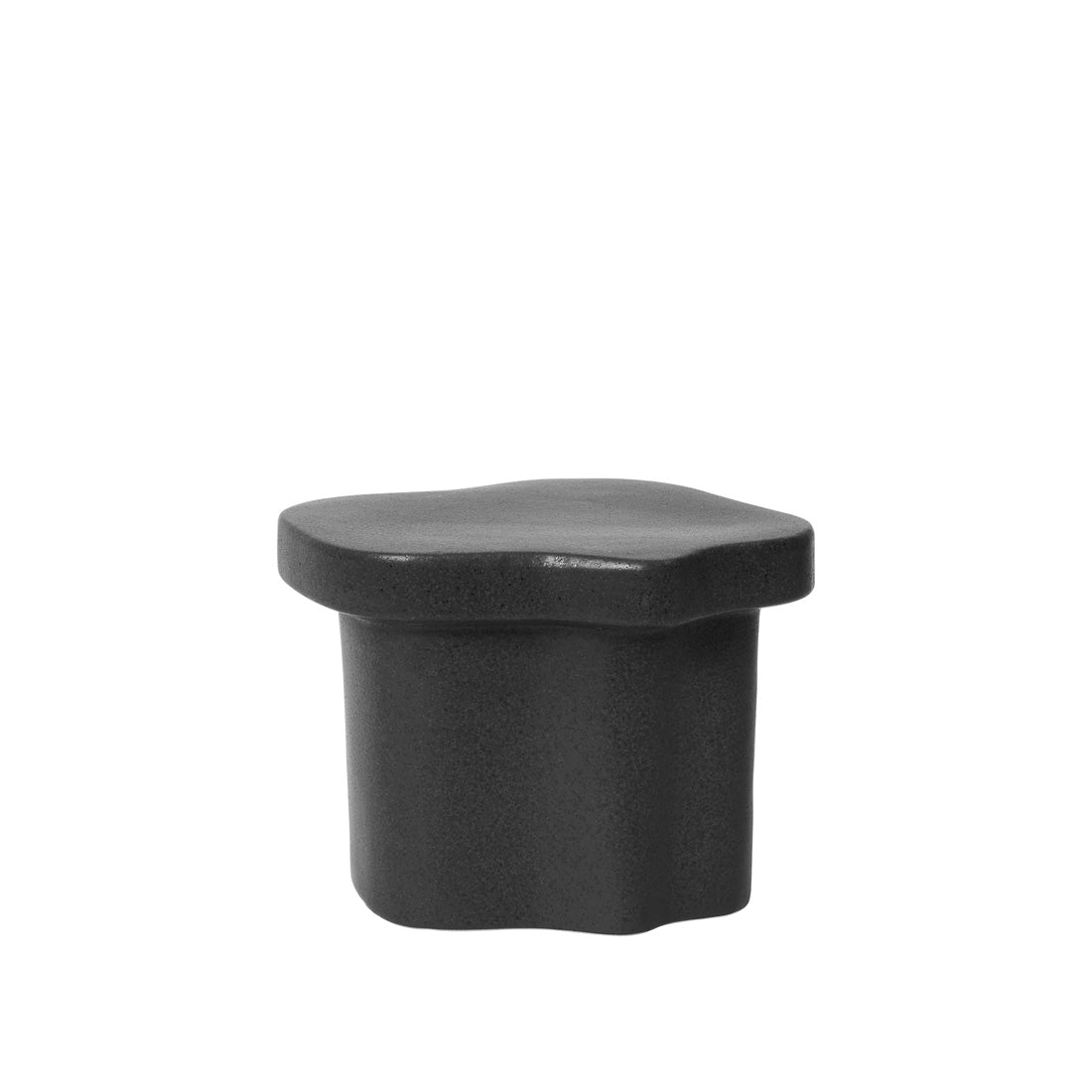 Broste Copenhagen Sonja Pedestal Tall in matt black stoneware on a white background