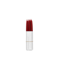 Bundle of ten Broste Copenhagen thin burgundy taper candles tied with jute string