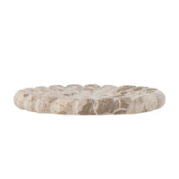 Carved natural marble tray by Bloomingville with scalloped edge design