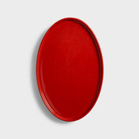 Chiquito oval tray in glossy red porcelain seen from above by &Klevering