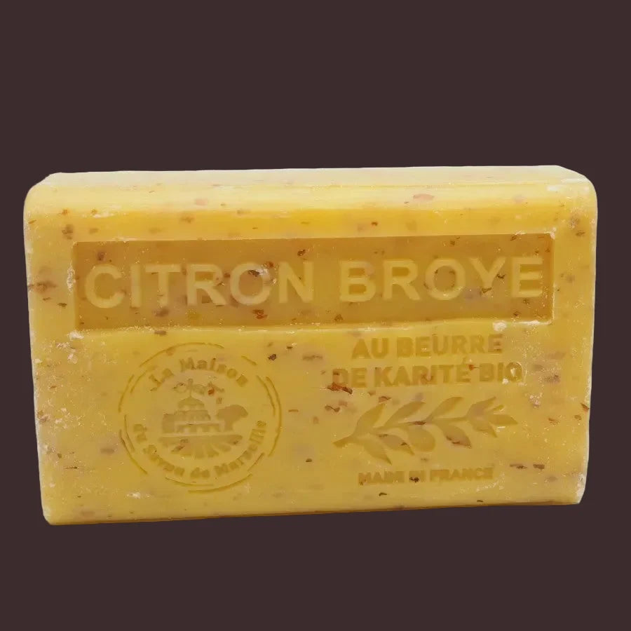 Citron Broyé exfoliating lemon French soap with organic shea butter by La Maison du Savon de Marseille, 125g
