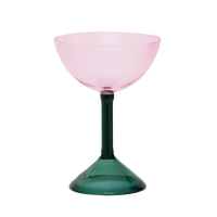 Rose pink coupe cocktail glass with green stem by Urban Nature Culture