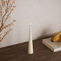 28cm cream LED cone candle styled in an autumn interior