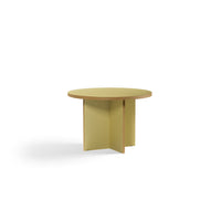 dark yellow green pedestal dining table by hkliving