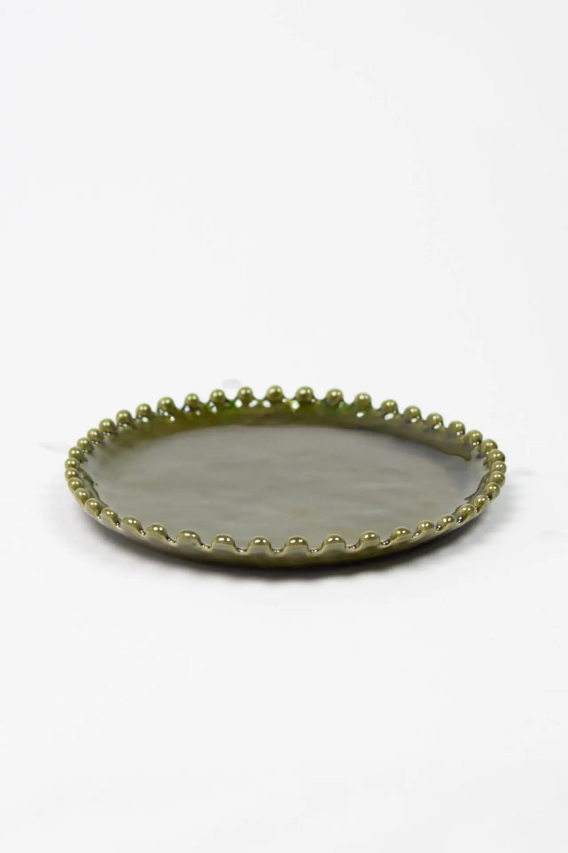Eden olive green stoneware lunch plate with beaded edge by Olsson & Jensen