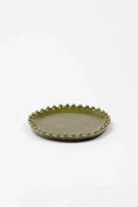 Eden olive green stoneware side plate with beaded edge by Olsson & Jensen