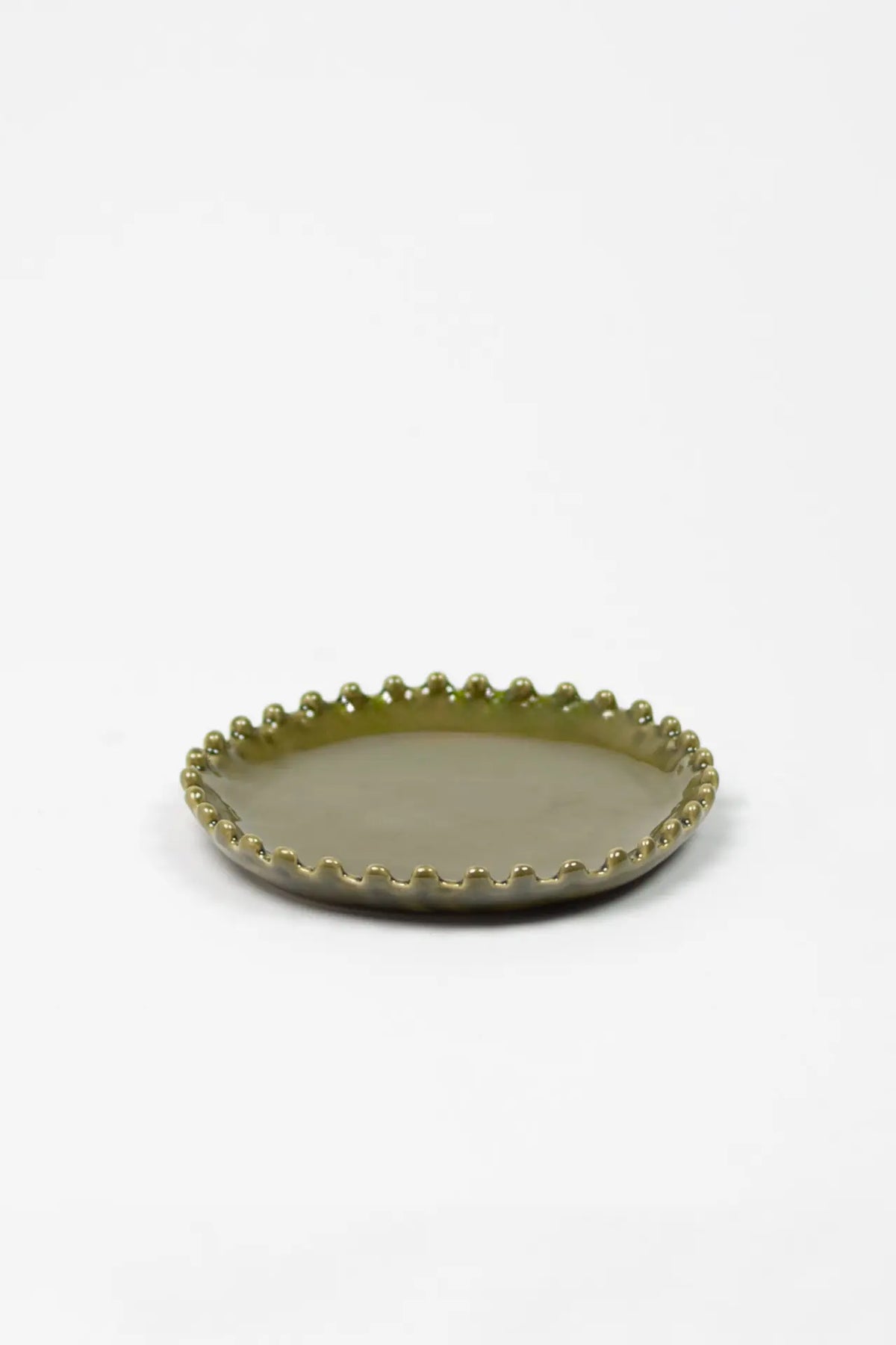 Eden olive green stoneware side plate with beaded edge by Olsson & Jensen