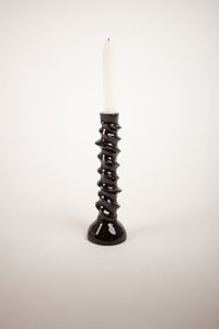 Emina glossy black spiral taper candle holder by Olsson & Jensen, 24 cm