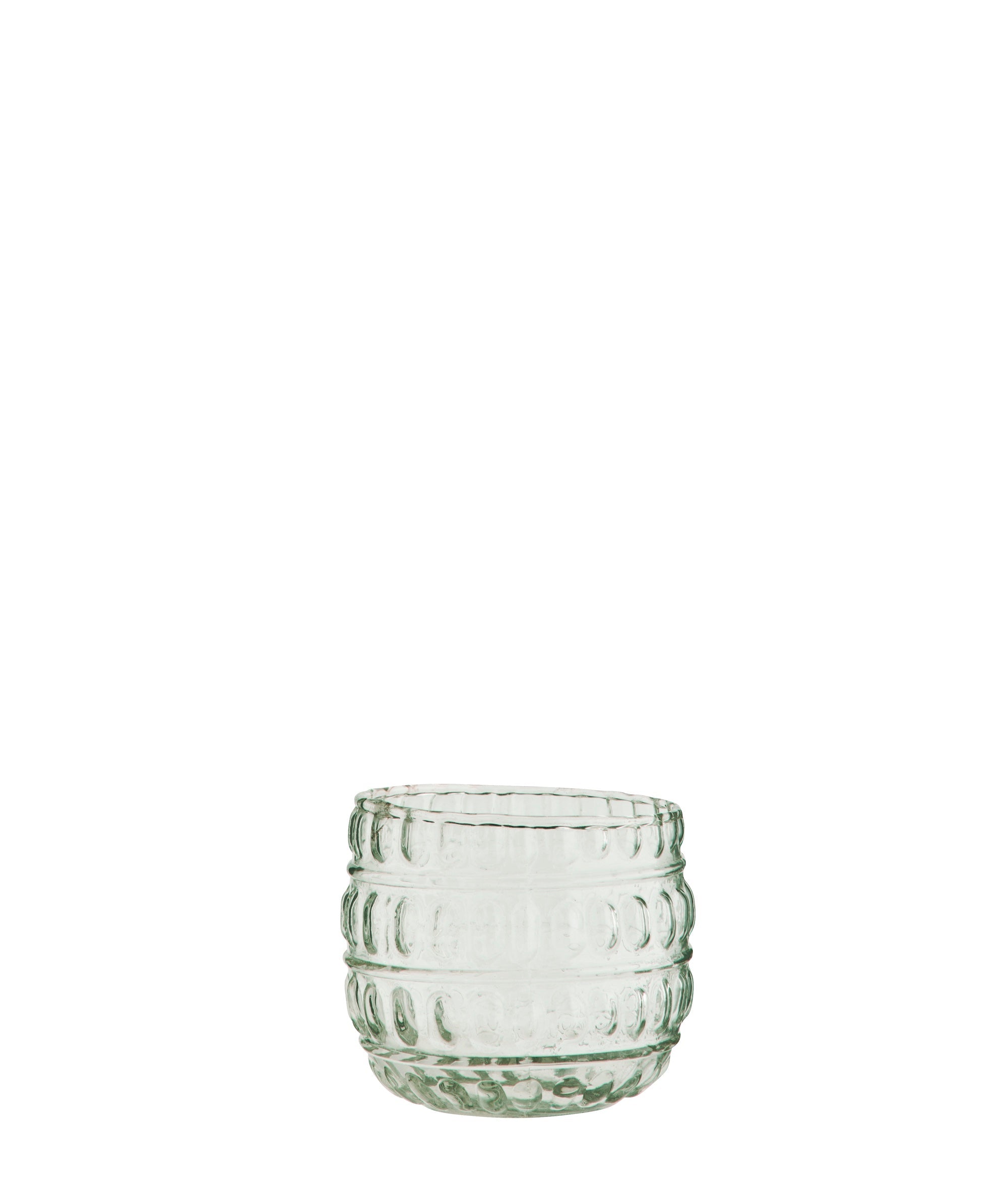 clear drinking glass with textured dot pattern – handmade everyday tumbler

