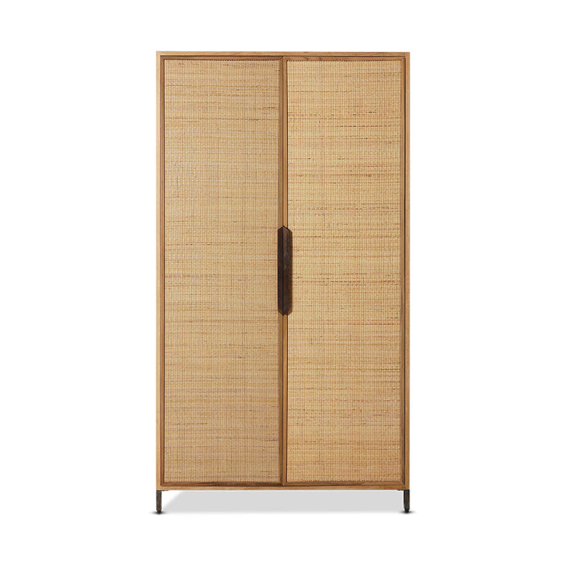HKLIVING Pioneer rattan cupboard, front view on a white background