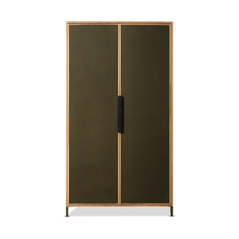 HKLIVING Pioneer canvas cupboard in green, front view on a white background
