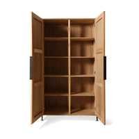 Pioneer Canvas Cupboard - Green Wooden Storage Cabinet with Canvas Doors by HKLIVING