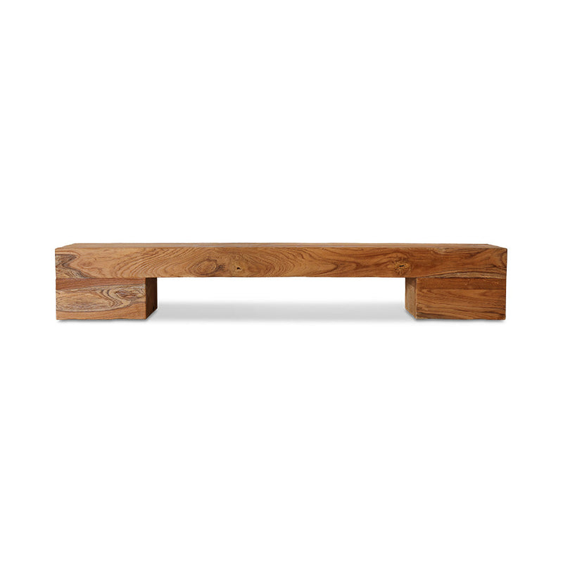 HKLIVING teak lowboard block in reclaimed teak, front view on a white background
