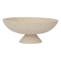 Flad footed serving bowl in speckled off-white recycled ceramic by Urban Nature Culture