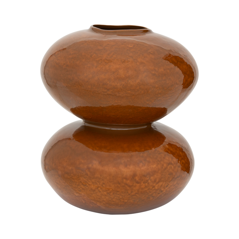 Foss large stacked double vase in glossy burnt orange by Urban Nature Culture