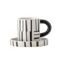 Frankie Cup with Saucer by Bloomingville – modern black and white stoneware set