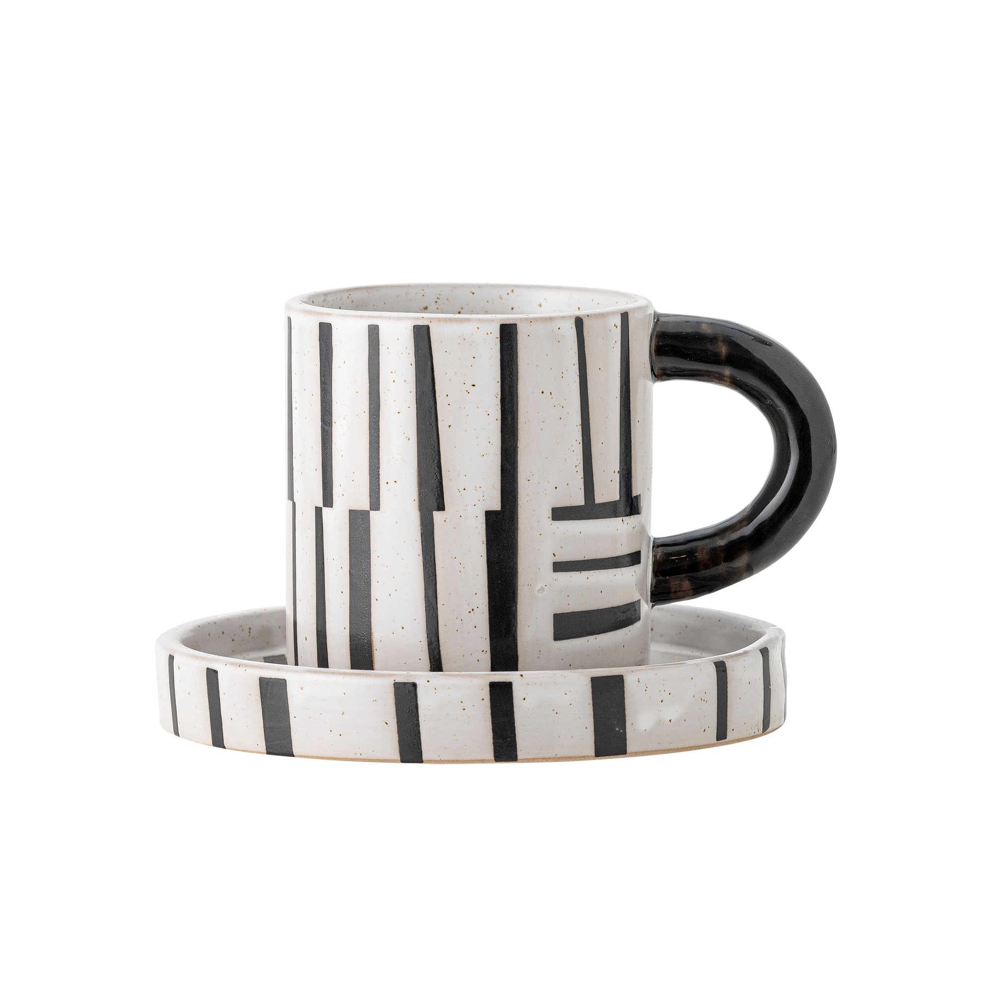Frankie Cup with Saucer by Bloomingville – modern black and white stoneware set