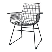 Metal Wire Chair with Arms by HKLIVING Available in Silver, Brass, and Black