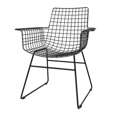 Metal Wire Chair with Arms by HKLIVING Available in Silver, Brass, and Black