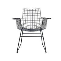 Metal Wire Chair with Arms by HKLIVING Available in Silver, Brass, and Black