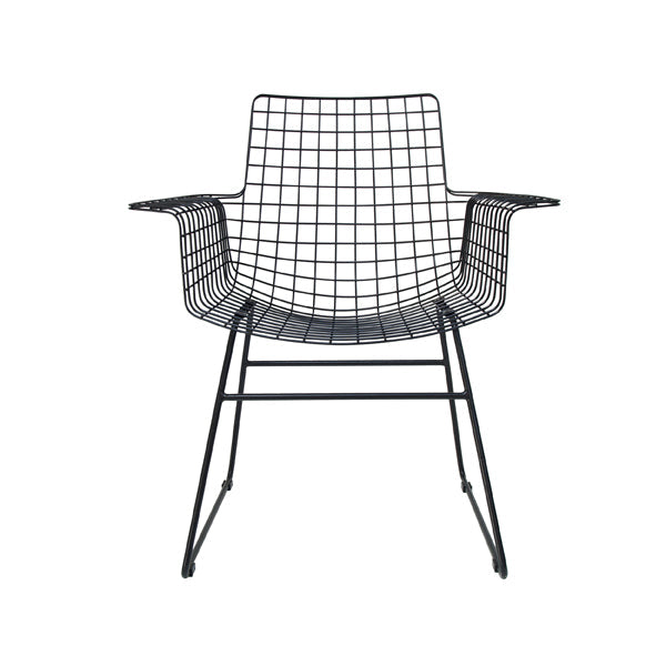 Metal Wire Chair with Arms by HKLIVING Available in Silver, Brass, and Black