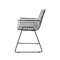 Metal Wire Chair with Arms by HKLIVING Available in Silver, Brass, and Black