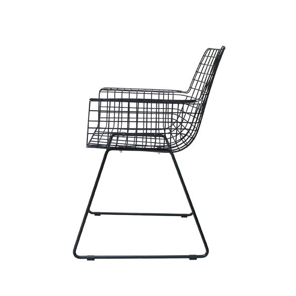 Metal Wire Chair with Arms by HKLIVING Available in Silver, Brass, and Black