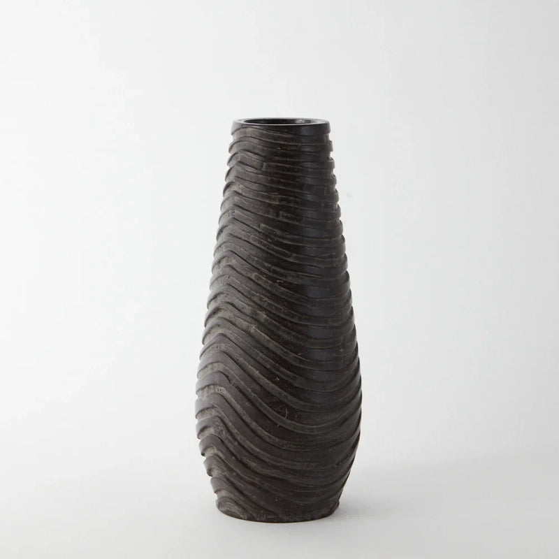 Garonne dark brown textured decorative vase by Olsson & Jensen on a white background
