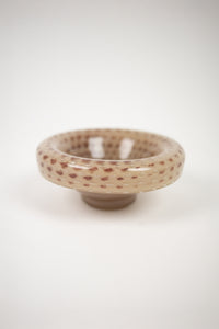 Gaston cream and brown speckled glass bowl on foot by Olsson & Jensen