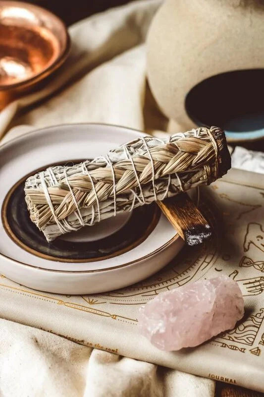 White sage and sweetgrass smudge bundle for cleansing and harmony