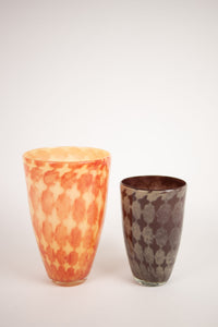 Harley patterned glass vases by Olsson & Jensen in orange and brown
