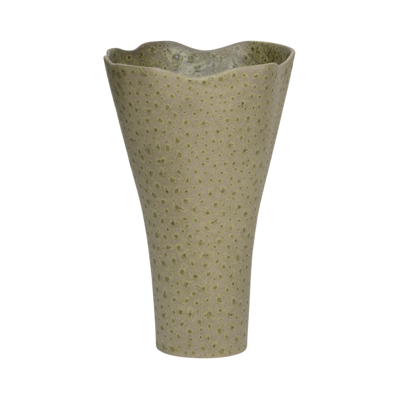 Haru flared vase with a wavy rim in sage green by Urban Nature Culture
