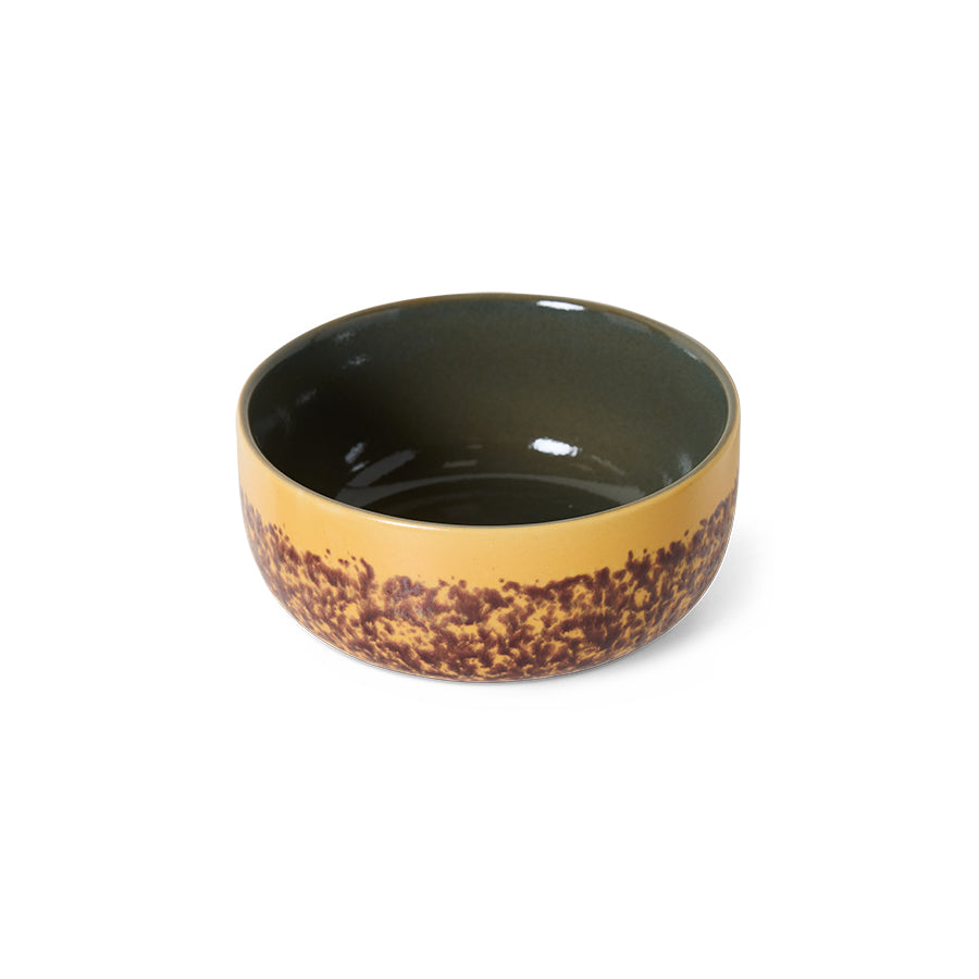 HKLIVING stoneware dessert bowl showing deep bay green interior glaze
