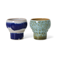 HKLIVING 70s ceramics symbolist lungo mugs set of two in stoneware

