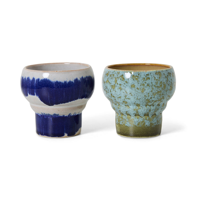HKLIVING 70s ceramics symbolist lungo mugs set of two in stoneware
