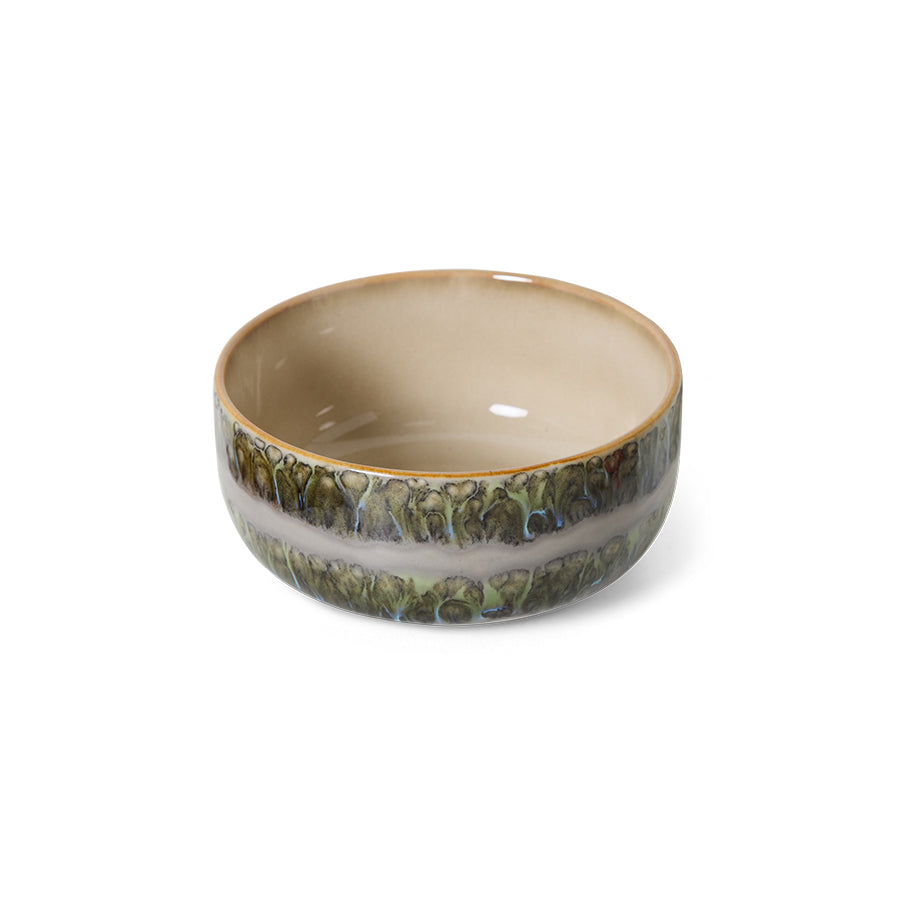 HKLIVING 70s ceramics dessert bowl in fern green viewed from above
