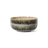 fern green 70s stoneware dessert bowl by HKLIVING with reactive glaze
