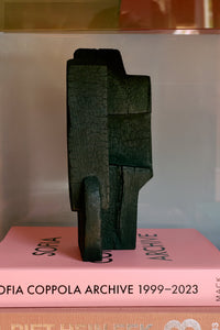 HKLIVING black burned mango wood sculpture styled on design books for a curated shelf
