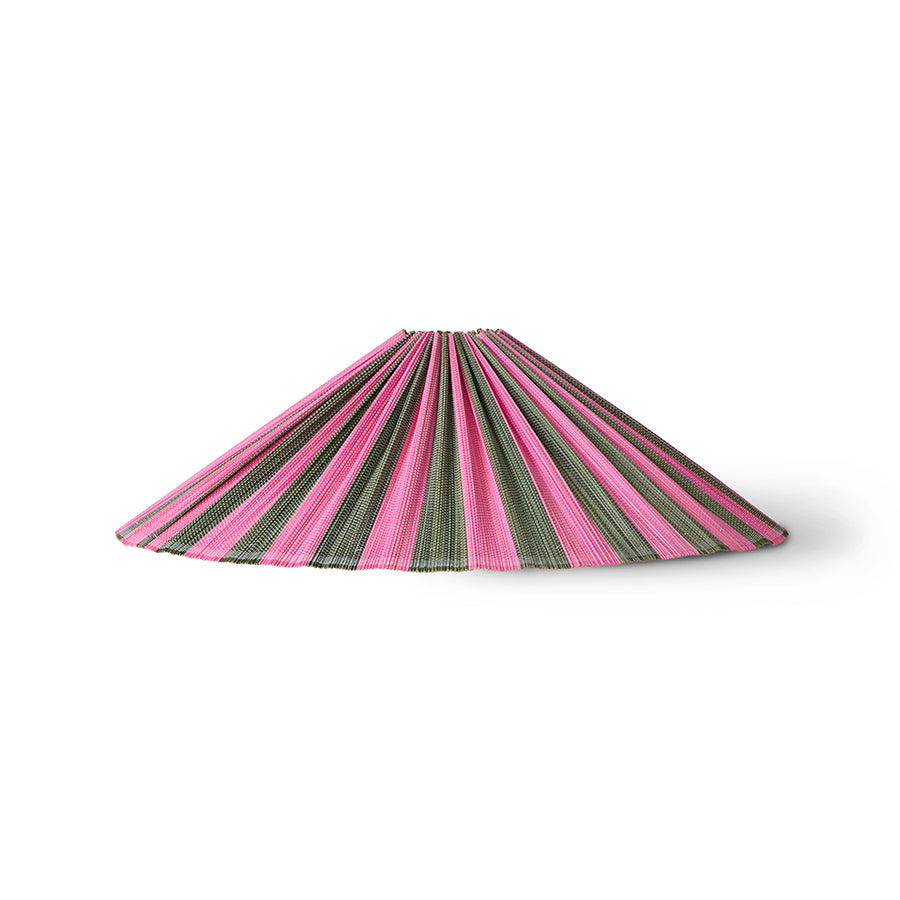 camellia stripe pleated bamboo lampshade by HKLIVING with bold pink and green stripes