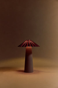 HKLIVING camellia stripe pleated lampshade lit on a tall lamp base for warm ambient lighting