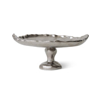 side profile of chrome pedestal plateau by hkliving showing sculptural silhouette