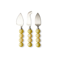 HKLIVING lemon-yellow cheese knife set of three with round resin handles – modern serveware gift