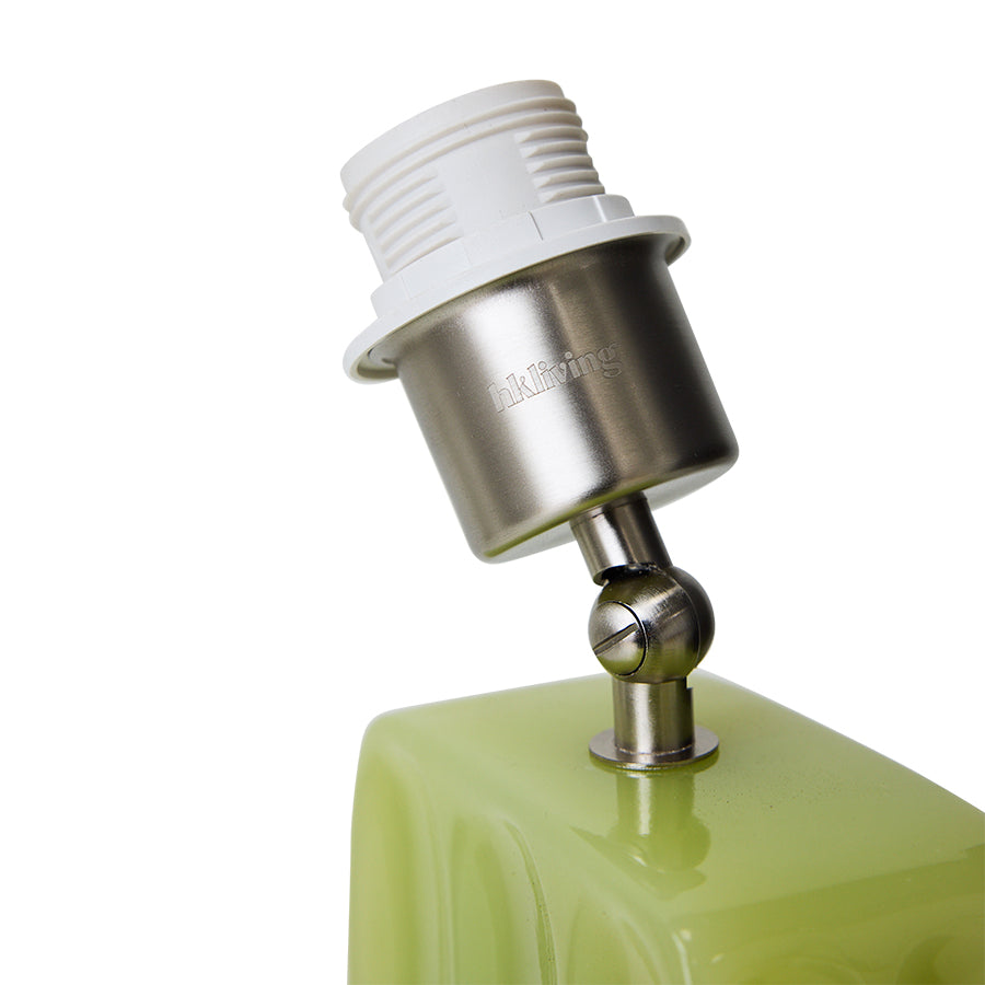 close up of HKLIVING lime table lamp base showing E27 fitting and adjustable metal detail