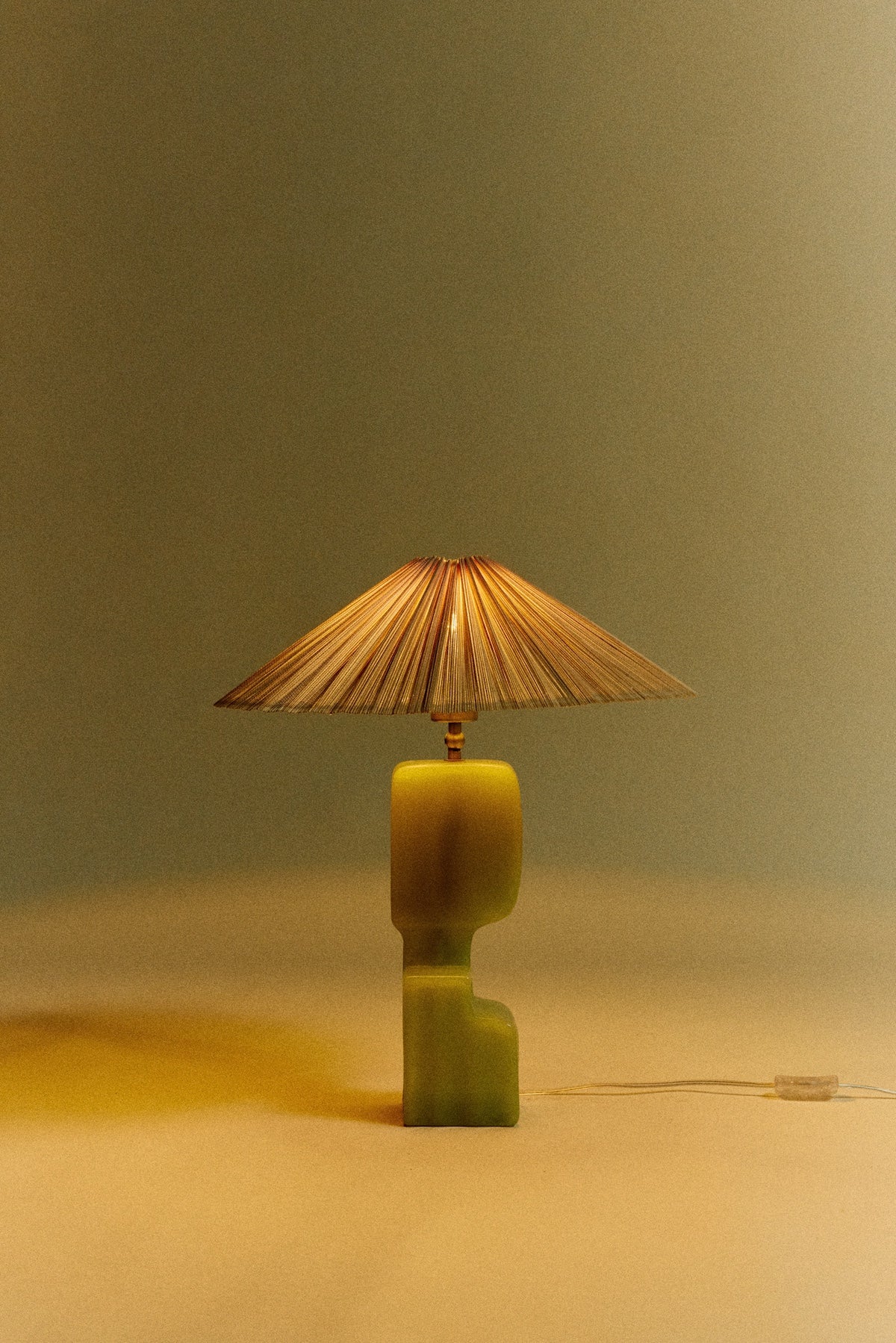 lime column table lamp base by HKLIVING styled with pleated shade for playful warm lighting