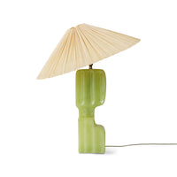 HKLIVING lime column lamp base with tilted ivory pleated shade showing playful silhouette