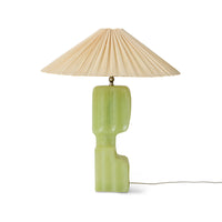 lime HKLIVING column table lamp base with ivory pleated lampshade on white background