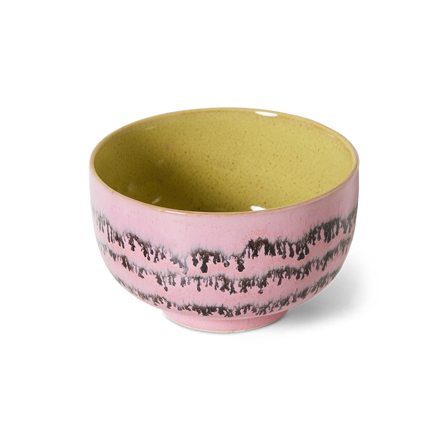 HKLIVING pink noodle bowl bubble angled view showing yellow interior
