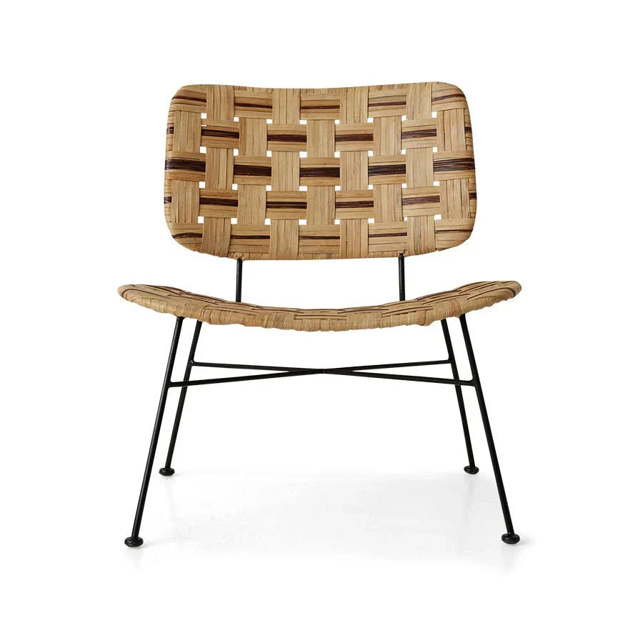 side view of natural rattan lounge chair by hkliving with iron frame
