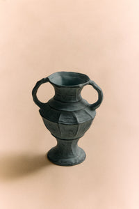 close up of hkliving soft blue jug vase showing textured matte stoneware finish
