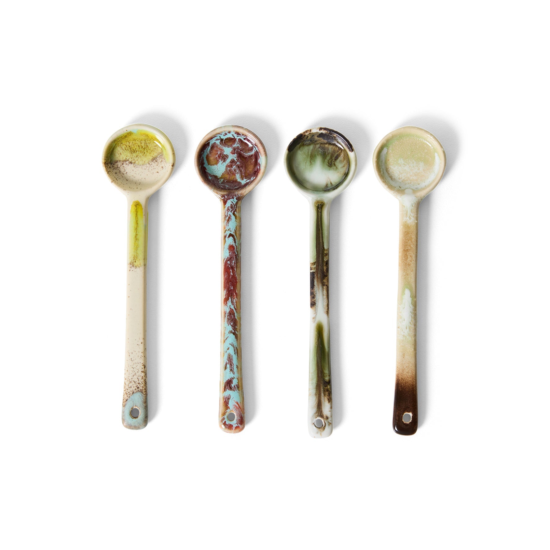 Set of four HKLIVING stoneware spoons – Blend, medium size